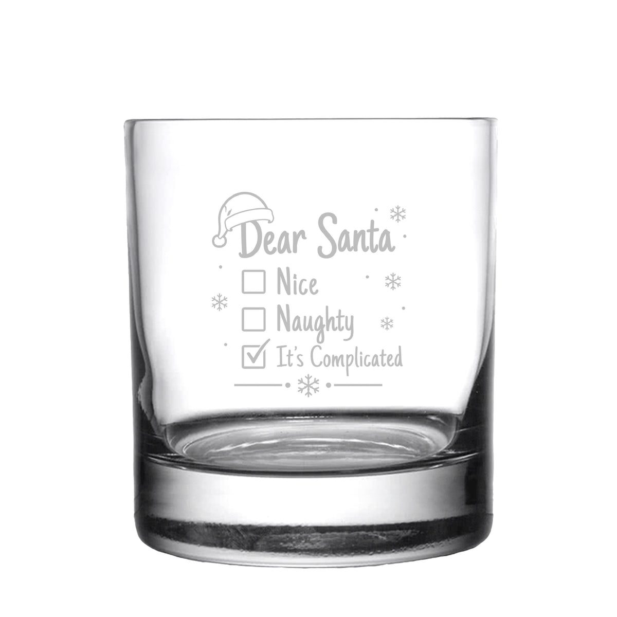 Dear Santa "It's Complicated" Engraved Christmas Rocks Glass